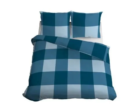 Pościel z bawełny 160x200 +2/70x80 kratka turkusowa wz.4846 a detexpol