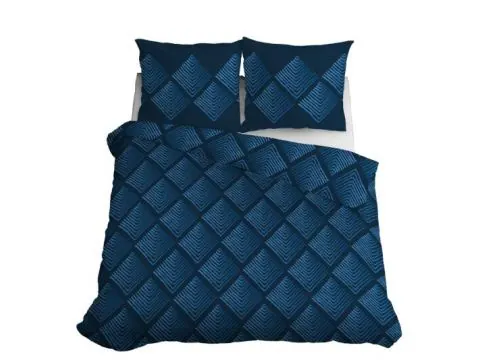 Pościel z bawełny 160x200 +2/70x80 granatowe romby wz.4845 b detexpol