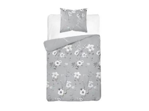 Pościel z bawełny 140x200 +1/70x80 szara łączka wz.4850 b detexpol