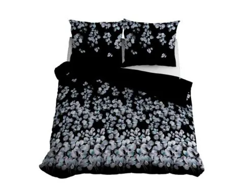 Pościel z bawełny 160x200 +2/70x80 wrzosowo turkusowe listki wz.4847 b detexpol