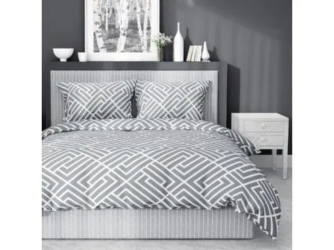 Pościel z bawełny 160x200 +2/70x80 szara geometria wz.4849 a detexpol