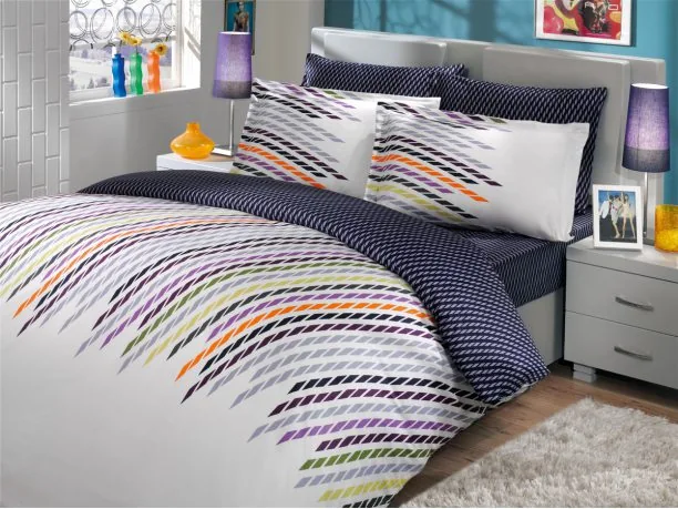 Komplet pościeli satynowej Frame Lacivert 160x200