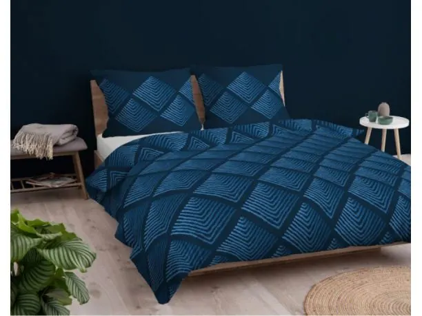 Pościel z bawełny 220x200 +2/70x80 granatowe romby wz.4845 b detexpol
