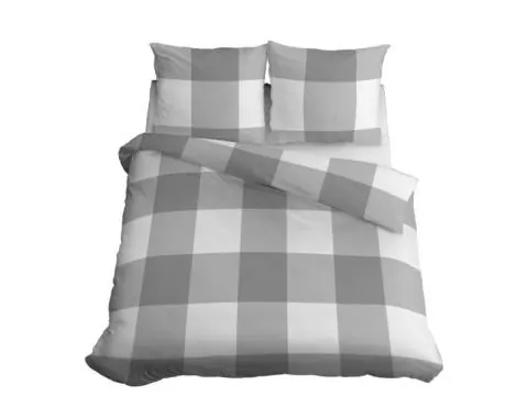 Pościel z bawełny 220x200 +2/70x80 kratka szara wz.4846 b detexpol