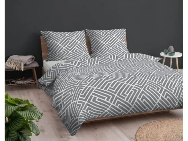 Pościel z bawełny 220x200 +2/70x80 szara geometria wz.4849 a detexpol