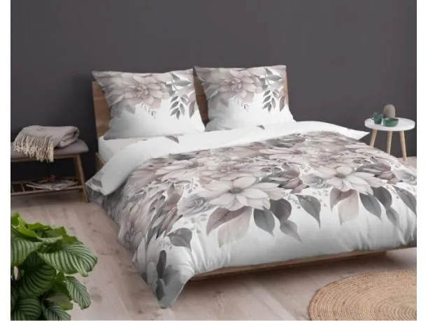 Pościel z bawełny 220x200 +2/70x80 kwiaty wrzosowe wz.4851 b detexpol