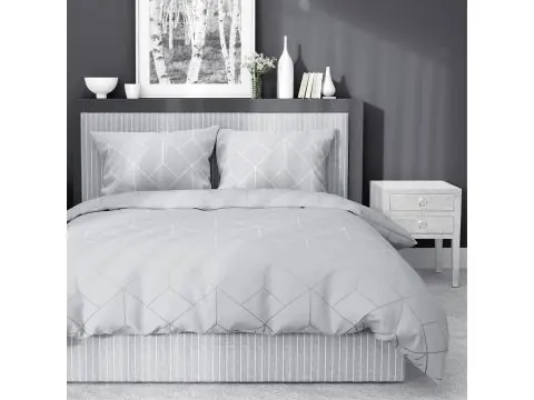 Pościel satynowa 160x200+2/70x80/ wzorzysta na szarym tle wz 4925 b detexpol