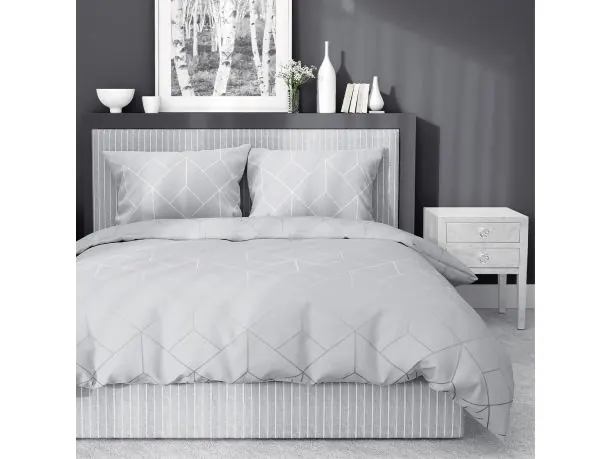 Pościel satynowa 160x200+2/70x80/ wzorzysta na szarym tle wz 4925 b detexpol