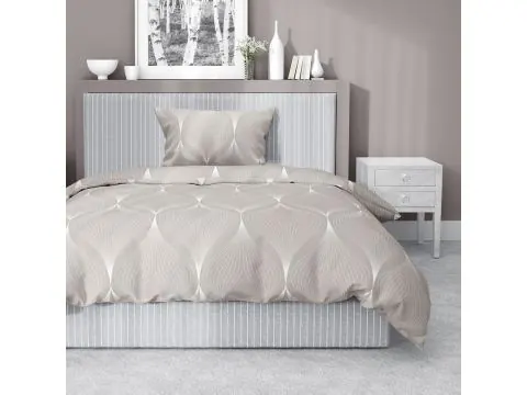 Pościel satynowa 140x200+1/70x80/ beżowa spirala wz 4926 a detexpol