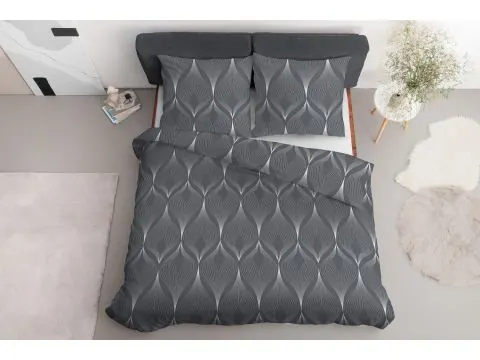 Pościel satynowa 160x200+2/70x80/ grafitowa spirala wz 4926 b detexpol