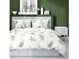 Pościel satynowa 160x200+2/70x80/ zielone liście wz 4927 a detexpol