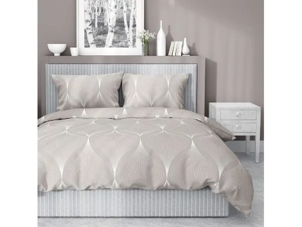 Pościel satynowa 220x200+2/70x80/ beżowa spirala wz 4926 a detexpol