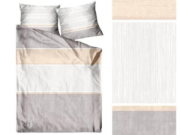 Pościel z bawełny 160x200+2/70x80 Destiny beż Bielbaw Premium
