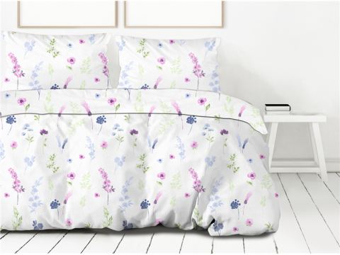 Pościel z bawełny 160x200+2/70x80 Garden Bielbaw Premium kwiatuszki na jasnym tle Pościel z bawełny 160x200+2/70x80 Garden Bielbaw Premium kwiatuszki na jasnym tle