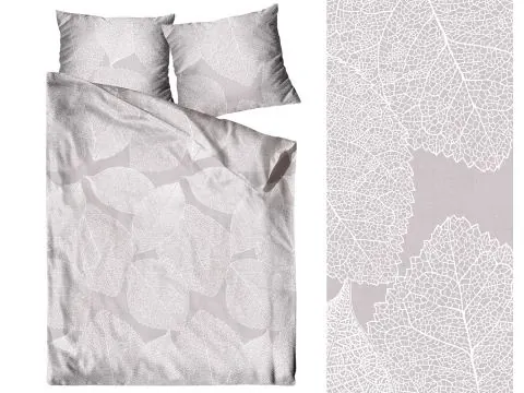 Pościel z bawełny 220x200+2/70x80 Bohema Bielbaw Premium szare liście
