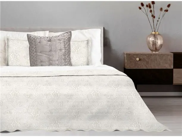 Narzuta Żakardowa - Kwiat - 170x210 cm - Flower Krem - Greno