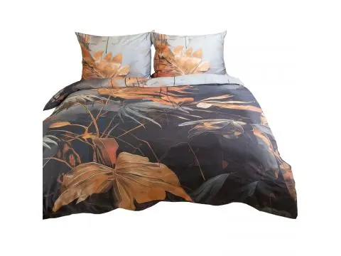 Pościel satyna bawełniana 180x200 +2/70x80 rude liście satynlove premium 12402
