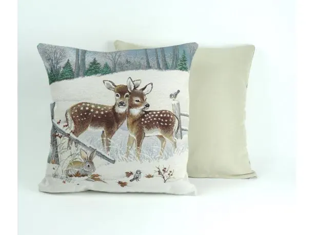 Poszewka świąteczna gobelinowa sarenki, zajączek zimą nr sw 212 SlodkieSny 45x45 cm gobelin