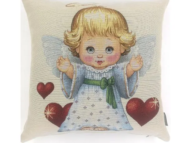Poszewka świąteczna gobelinowa nr. 300 aniołek, serduszka SlodkieSny 45x45 cm gobelin złota nitka