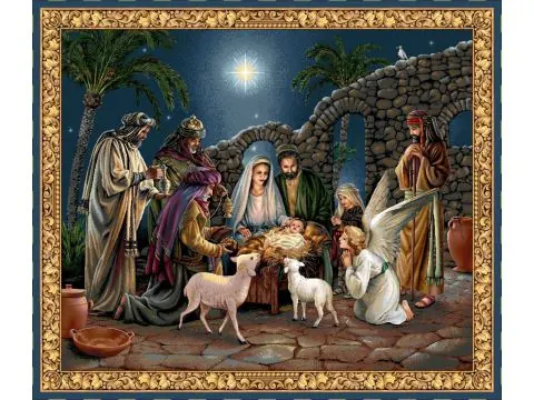 Obraz Gobelinowy 93x114 cm Betlejem – Święta Rodzina Żakard Hiszpański