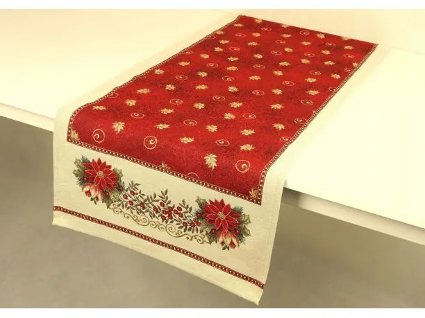 Bieżnik gobelinowy świąteczny 45x140 cm gwiazda betlejemska wz 278 SlodkieSny złota nitka