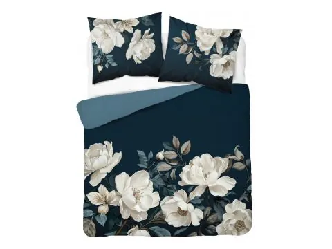 Pościel z bawełny 220x200 +2/70x80 wz. 5119 A białe kwiaty holland collection holenderska 3D