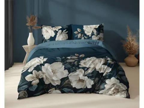 Pościel z bawełny 220x200 +2/70x80 wz. 5119 A białe kwiaty holland collection holenderska 3D