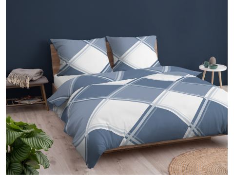 Pościel flanelowa 160x200+2/70x80 niebiesko biała kratka 4955 b Pościel flanelowa 160x200+2/70x80 niebiesko biała kratka 4955 b