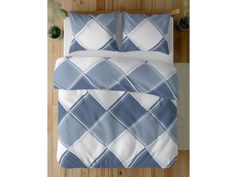 Pościel flanelowa 160x200+2/70x80 niebiesko biała kratka 4955 b Pościel flanelowa 160x200+2/70x80 niebiesko biała kratka 4955 b