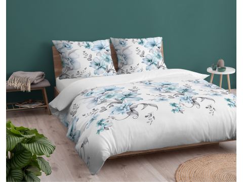 Pościel z flaneli 220x200+2/70x80 niebieskie kwiaty 4949 b Pościel z flaneli 220x200+2/70x80 niebieskie kwiaty 4949 b