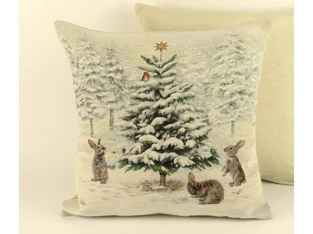 Poszewka świąteczna gobelinowa króliczki zimą nr. 402 SlodkieSny 45x45 cm gobelin