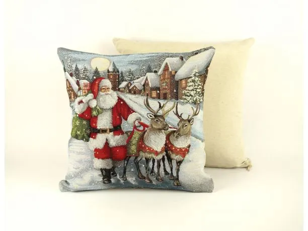Poszewka świąteczna gobelinowa renifery z mikołajem nr. 281 a SlodkieSny 45x45 cm gobelin