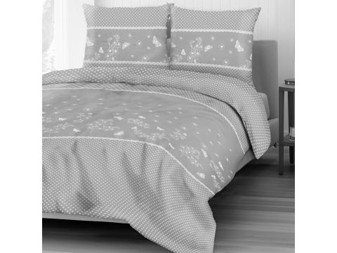 Pościel flanelowa 220x200+2/70x80 kwiatuszki, motylki na szarym tle 31503/2 Pościel flanelowa 220x200+2/70x80 kwiatuszki, motylki na szarym tle 31503/2
