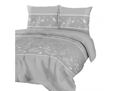 Pościel flanelowa 220x200+2/70x80 kwiatuszki, motylki na szarym tle 31503/2 Pościel flanelowa 220x200+2/70x80 kwiatuszki, motylki na szarym tle 31503/2