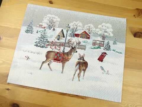 Serwetka gobelinowa świąteczna 40x50 cm chatki, jeleń, sarenka zimą nr sw 287 SlodkieSny
