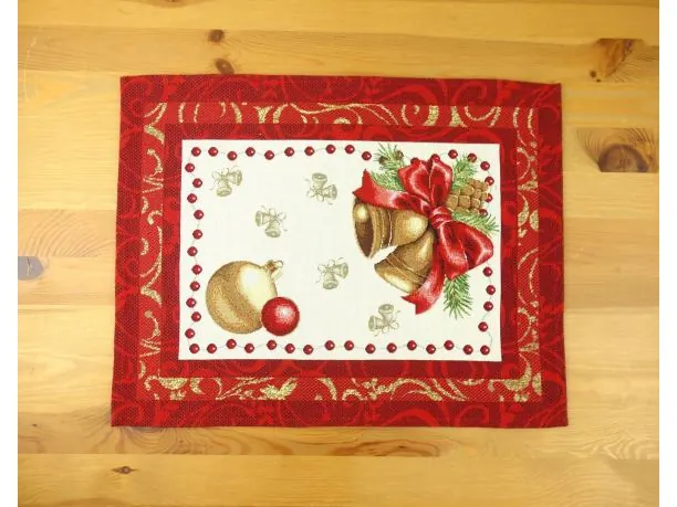 Serwetka gobelinowa świąteczna 40x50 cm dzwoneczek w ramce czerwonej nr sw 206 SlodkieSny