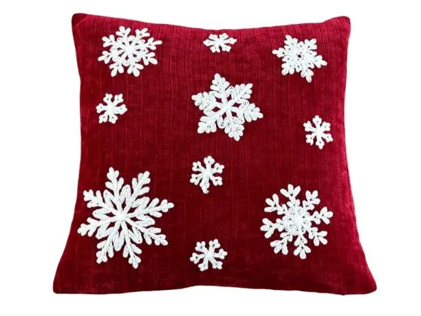 Poszewka dekoracyjna świąteczna białe śnieżynki 40x40 cm Boże narodzenie red 1 szt