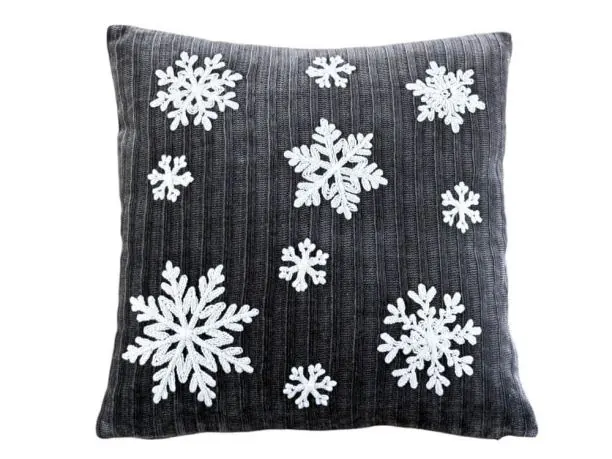 Poszewka dekoracyjna świąteczna białe śnieżynki 40x40 cm Boże narodzenie grey 1 szt
