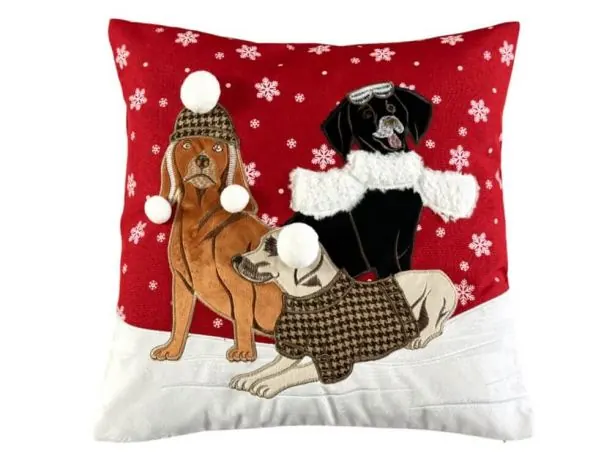Poszewka dekoracyjna świąteczna pieski zimą 40x40 cm Boże Narodzenie 0097 -1 szt
