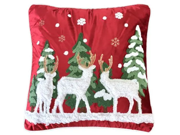 Poszewka dekoracyjna świąteczna białe renifery 45x45 cm welwetowa Boże Narodzenie 53126 -1 szt