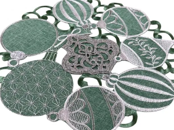 Serwetka świąteczna srebrne bombki śr.30 cm int 0165 Boże Narodzenie 1 szt miętowa