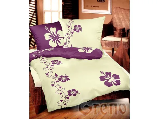 Komplet pościeli satynowej Greno Gold Line Taktowna Fiolet 140x200