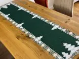 Bieżnik świąteczny 40x174 cm zielony ze srebrnymi choinkami – Boże Narodzenie