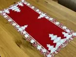 Bieżnik świąteczny 40x85 cm czerwony ze srebrnymi choinkami – Boże Narodzenie