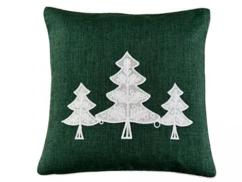 Poszewka świąteczna srebrne choinki na zielonym tle 40x40 cm int 1343 Boże Narodzenie 1 szt Poszewka świąteczna srebrne choinki na zielonym tle 40x40 cm int 1343 Boże Narodzenie 1 szt