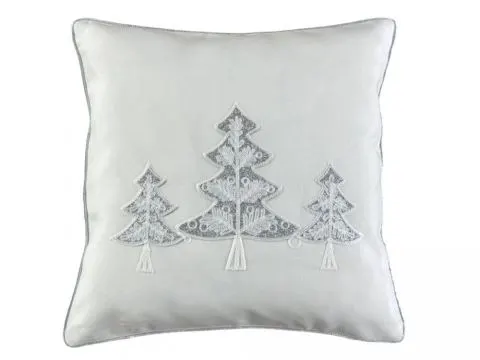 Poszewka świąteczna srebrne choinki na białym tle 40x40 cm int 1343 Boże Narodzenie 1 szt Poszewka świąteczna srebrne choinki na białym tle 40x40 cm int 1343 Boże Narodzenie 1 szt