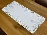 Biały bieżnik świąteczny ze srebrnymi choinkami 40x85 cm – elegancka dekoracja stołu na Boże Narodzenie