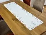 Bieżnik świąteczny 40x140 cm biały ze srebrnymi choinkami – Boże Narodzenie
