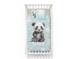 Pościel z bawełny 90x120 + 40x60 panda na niebieskim tle dla dzieci do łóżeczka 4998 a