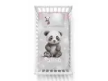 Pościel z bawełny 90x120 + 40x60 panda na szarym tle dla dzieci do łóżeczka 4998 b